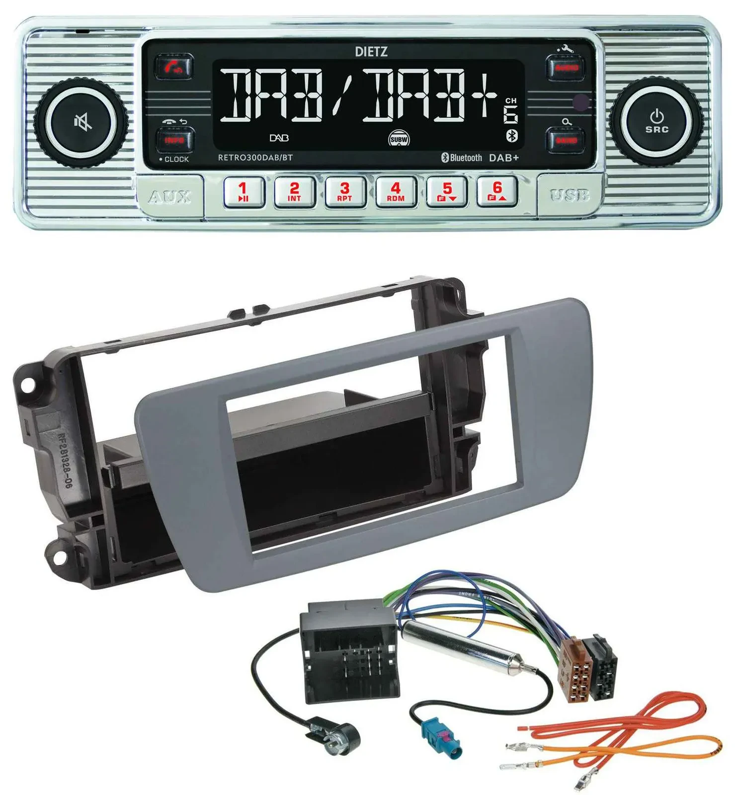 Dietz Bluetooth MP3 DAB USB Autoradio für Seat Ibiza (ab 08) conemaragrau