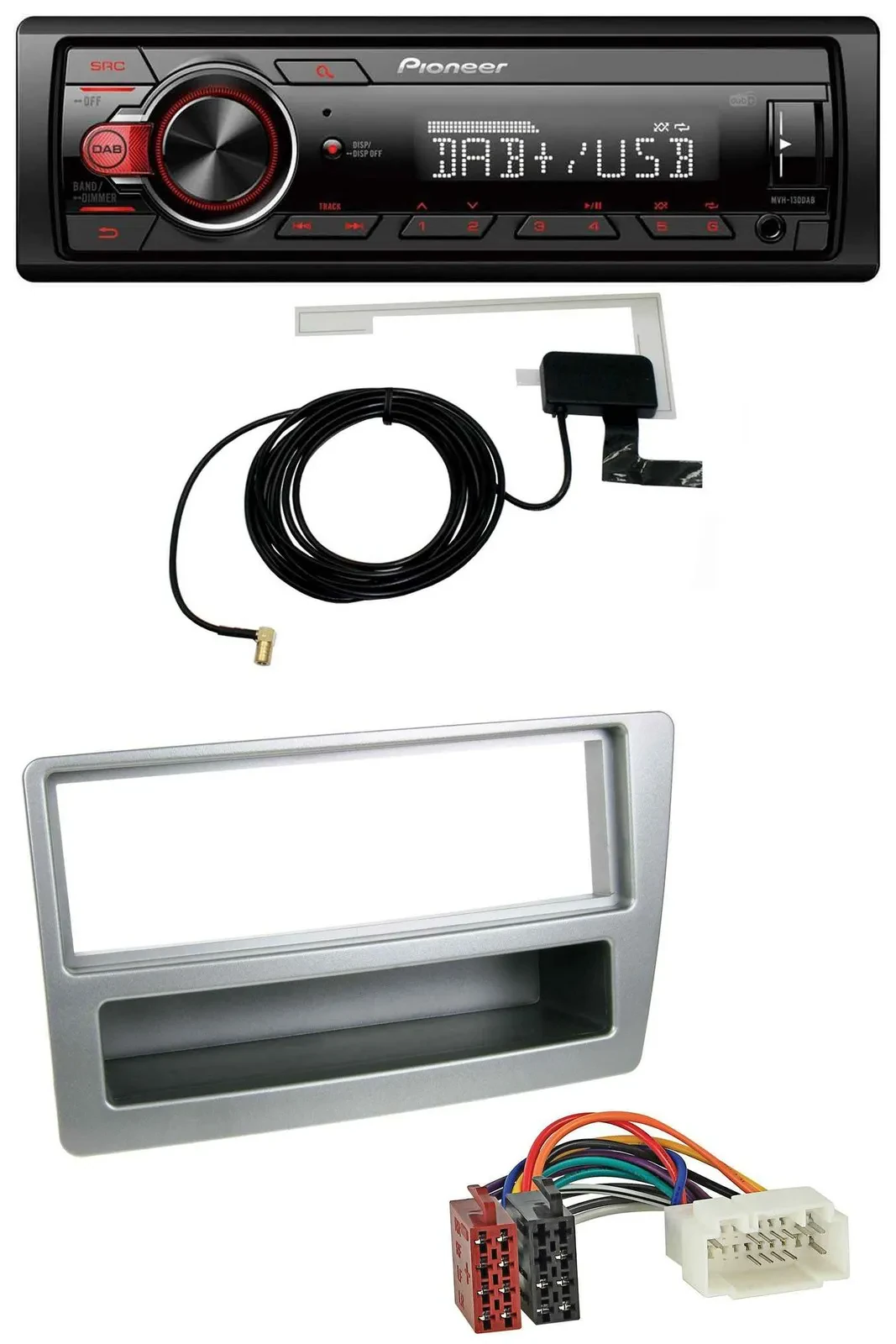 Автомагнитола Pioneer 1-DIN MP3 DAB USB AUX для Honda Civic 2004–2006, серебристая, для автомобилей с автоматическим климат-контролем