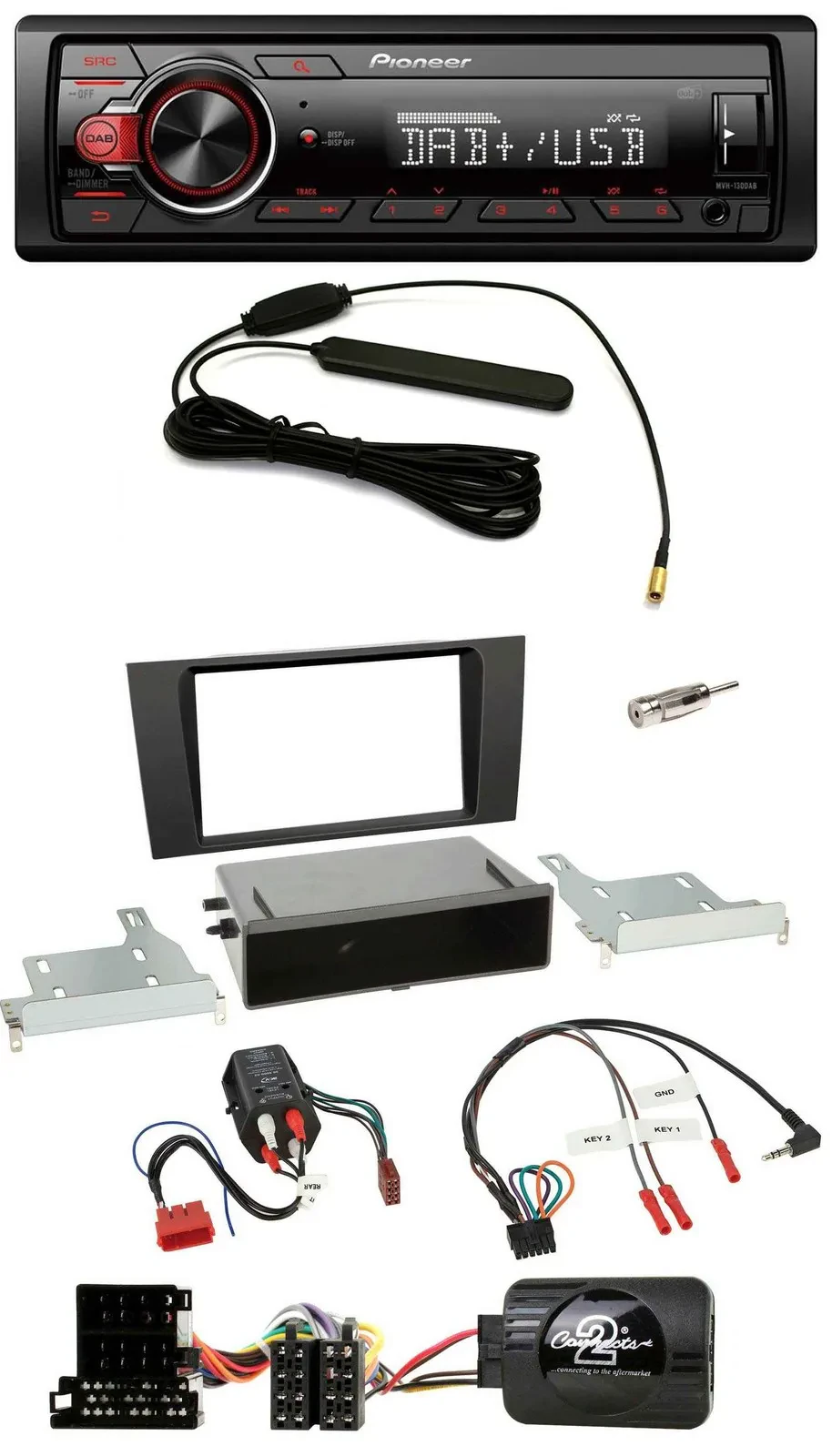 Pioneer MP3 DAB 1DIN Lenkrad USB Autoradio für Audi A4 B5 1999-2001 BOSE Vollakt