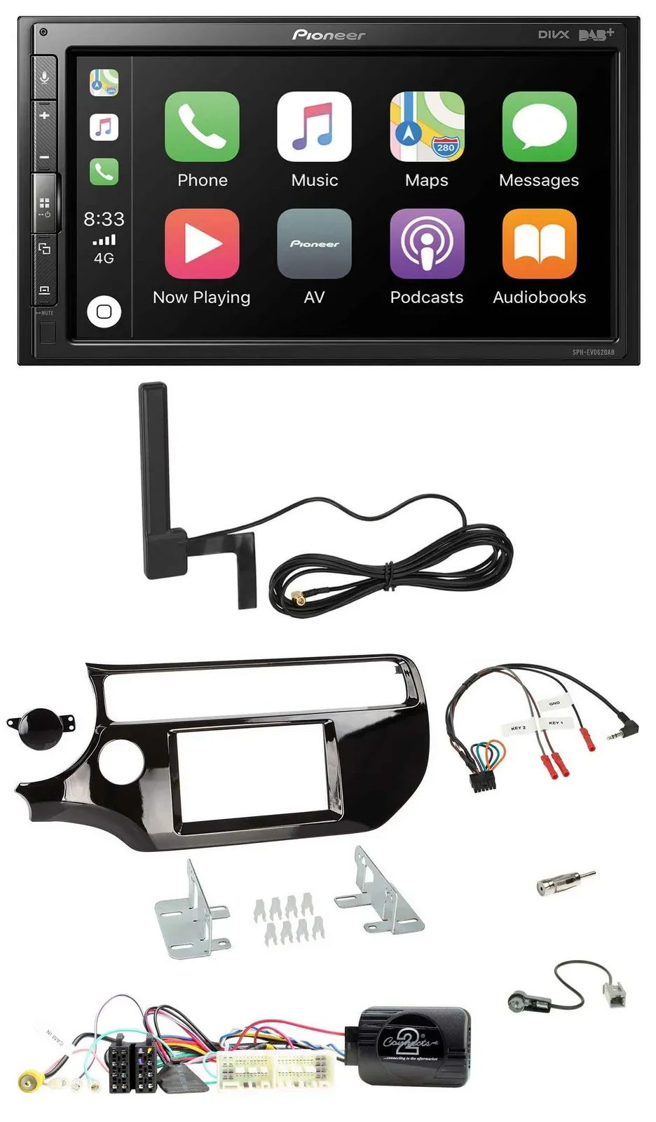 Pioneer USB 2DIN Bluetooth DAB Lenkrad Autoradio für Kia Rio UB 2017-2023 piano