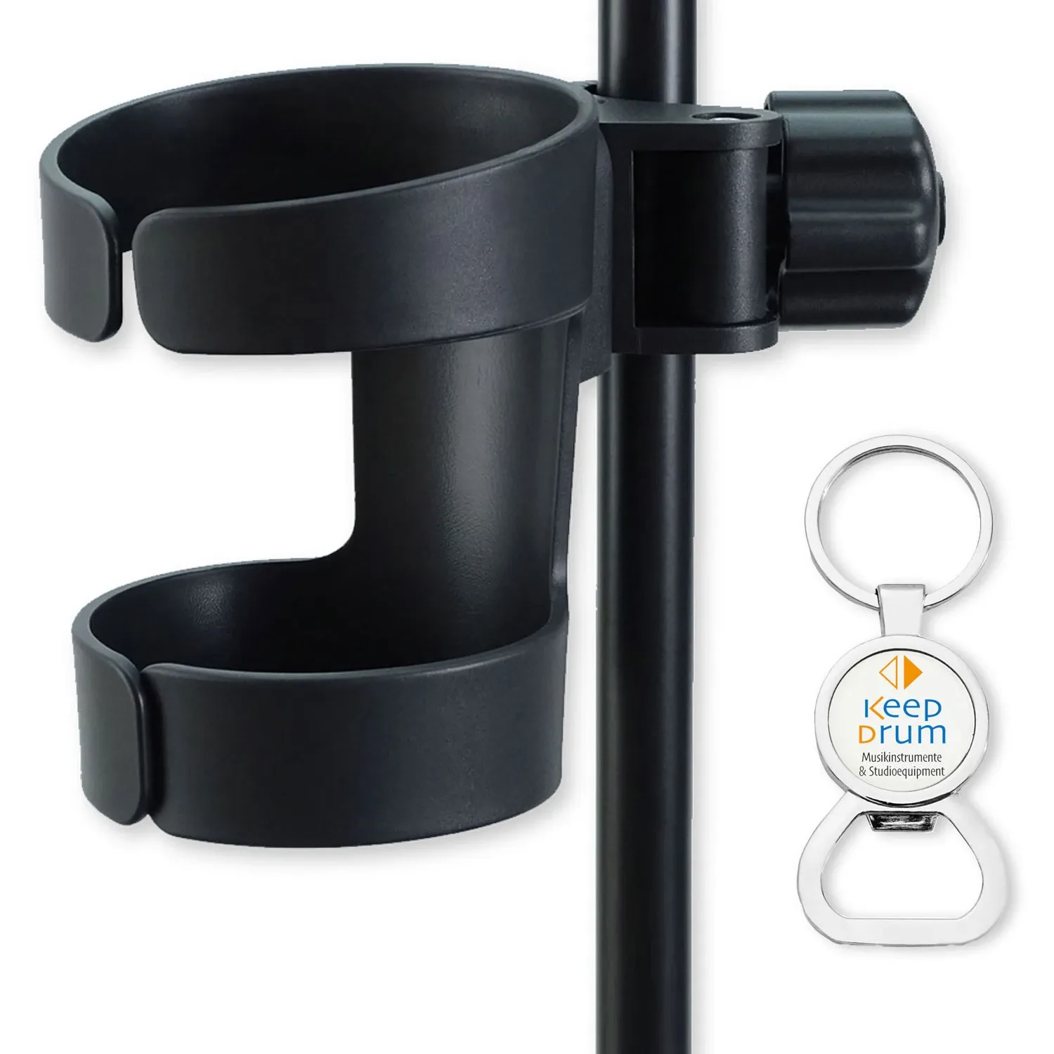 keepdrum DH01 Universal Getränkehalter für Stative mit Flaschenöffner