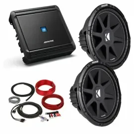 Alpine MRV-M500 Mono Amplifier + 2) Kicker 43C124 12" Subwoofers + Belva Amp Kit