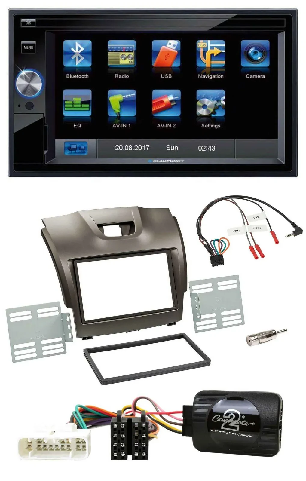 Blaupunkt 2DIN Bluetooth TMC USB Lenkrad SD Navigation für Isuzu D-Max ab 2012 g