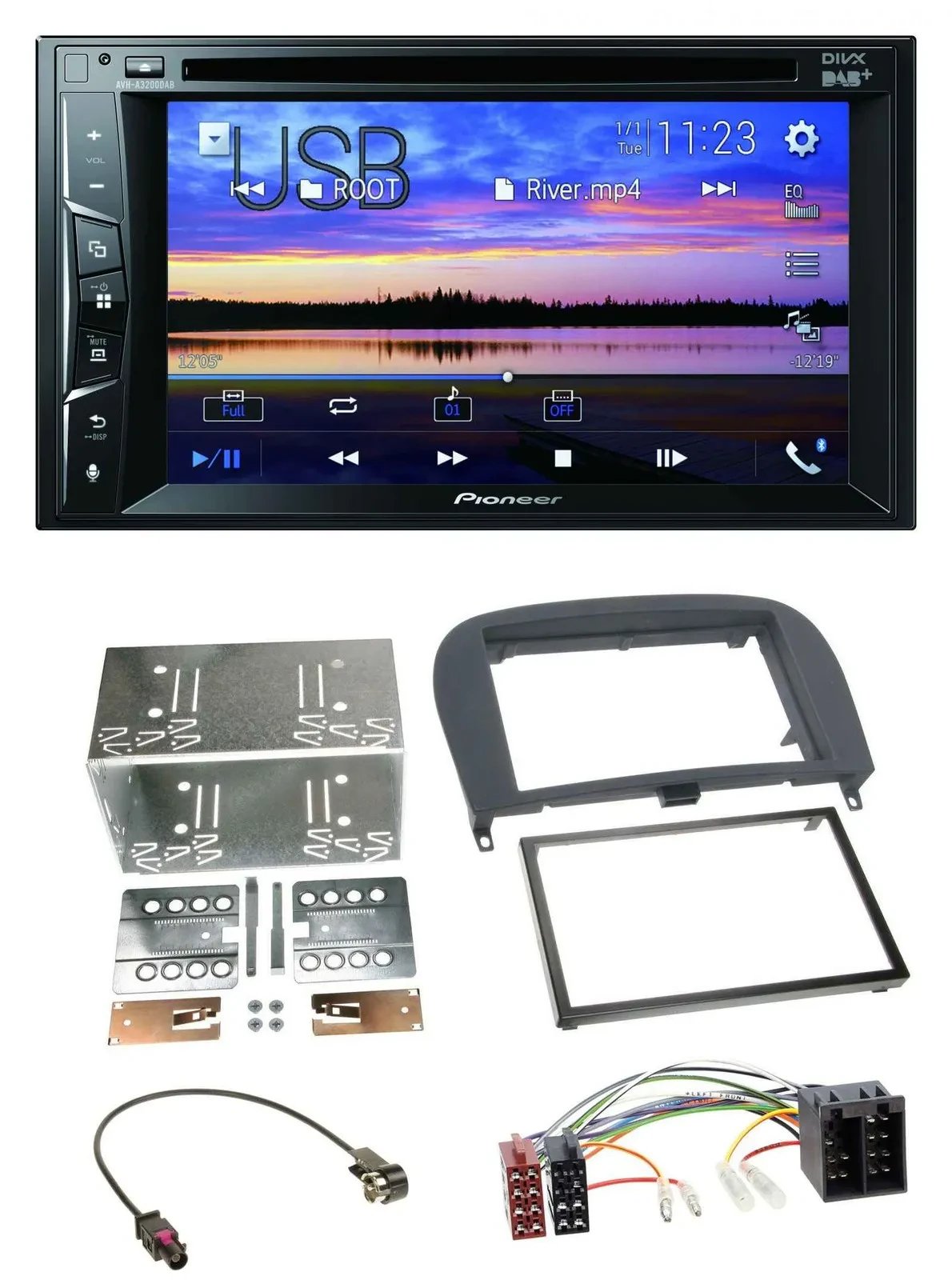 Pioneer Bluetooth 2DIN USB DVD DAB MP3 Autoradio für Mercedes SL-Klasse 2001-201