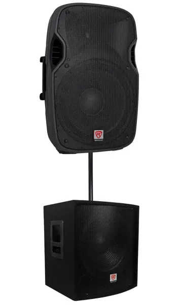 Rockville SPGN158 15" Passive 8-Ohm 1600W DJ PA Speaker+Passive Sub+Pole Mount