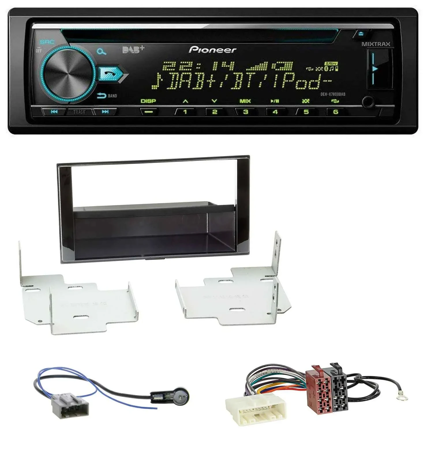 Автомагнитола для Nissan Micra (2013–2017) Pioneer DAB, CD, USB, Bluetooth, черный глянец