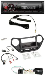 Автомагнитола для Hyundai i10 (с 2014) Pioneer 1-DIN, DAB, MP3, USB, совместима с кнопками на руле, черная