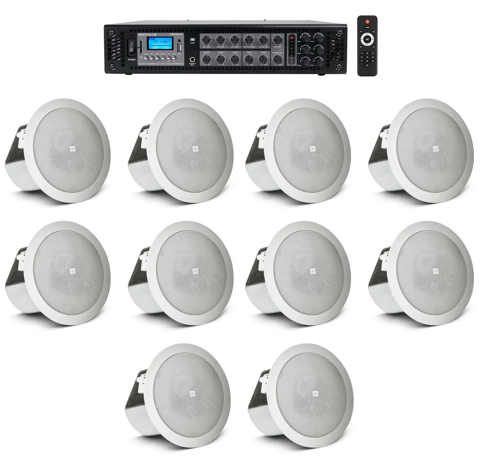 Потолочная акустика JBL RCS180-6+(5) CONTROL 12C/T White с усилителем (10 штук)