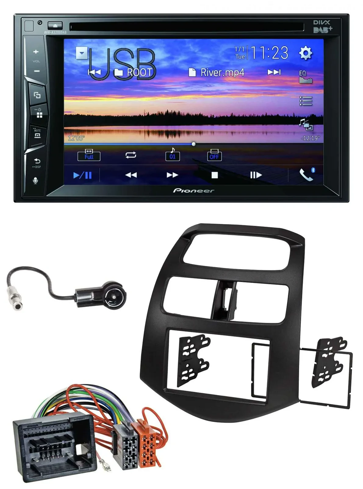 Автомагнитола Pioneer 2DIN Bluetooth USB DVD DAB MP3 для Chevrolet Spark (с 2013)