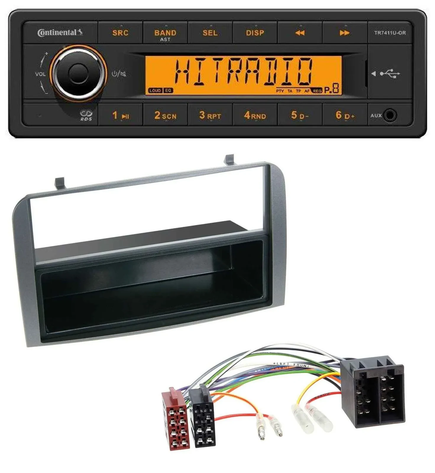 Continental 1DIN USB AUX MP3 Autoradio für Alfa Romeo 147 GT Ablagefach anthrazi