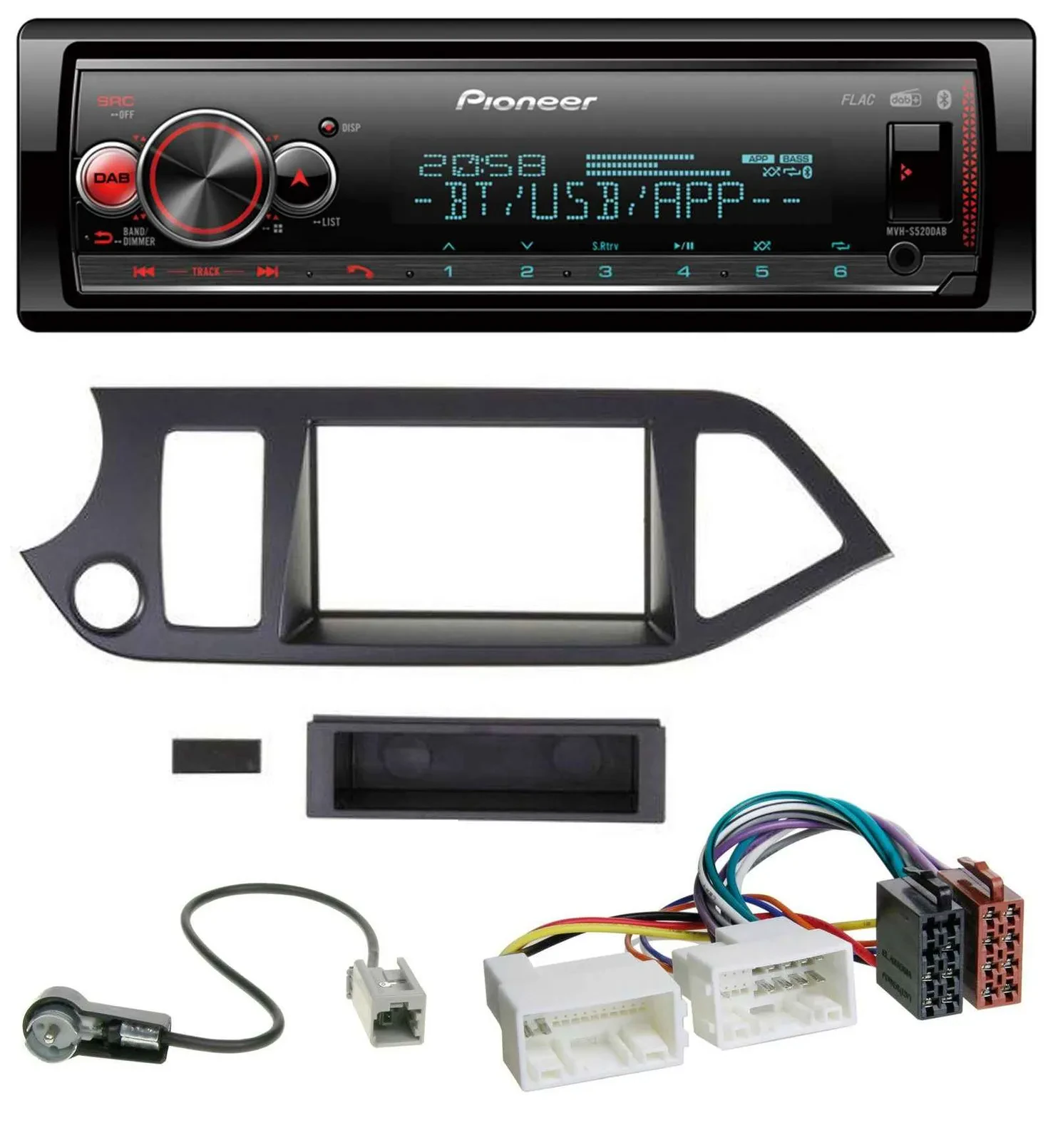 Автомагнитола для Kia Picanto Pioneer Bluetooth, USB, MP3, DAB (с 2011, Start-Stop)