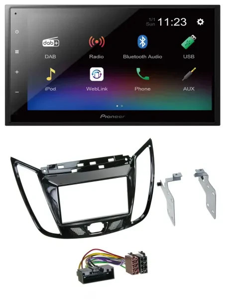 Pioneer USB Bluetooth DAB 2DIN MP3 Autoradio für Ford C-Max Kuga Klavierlack sch