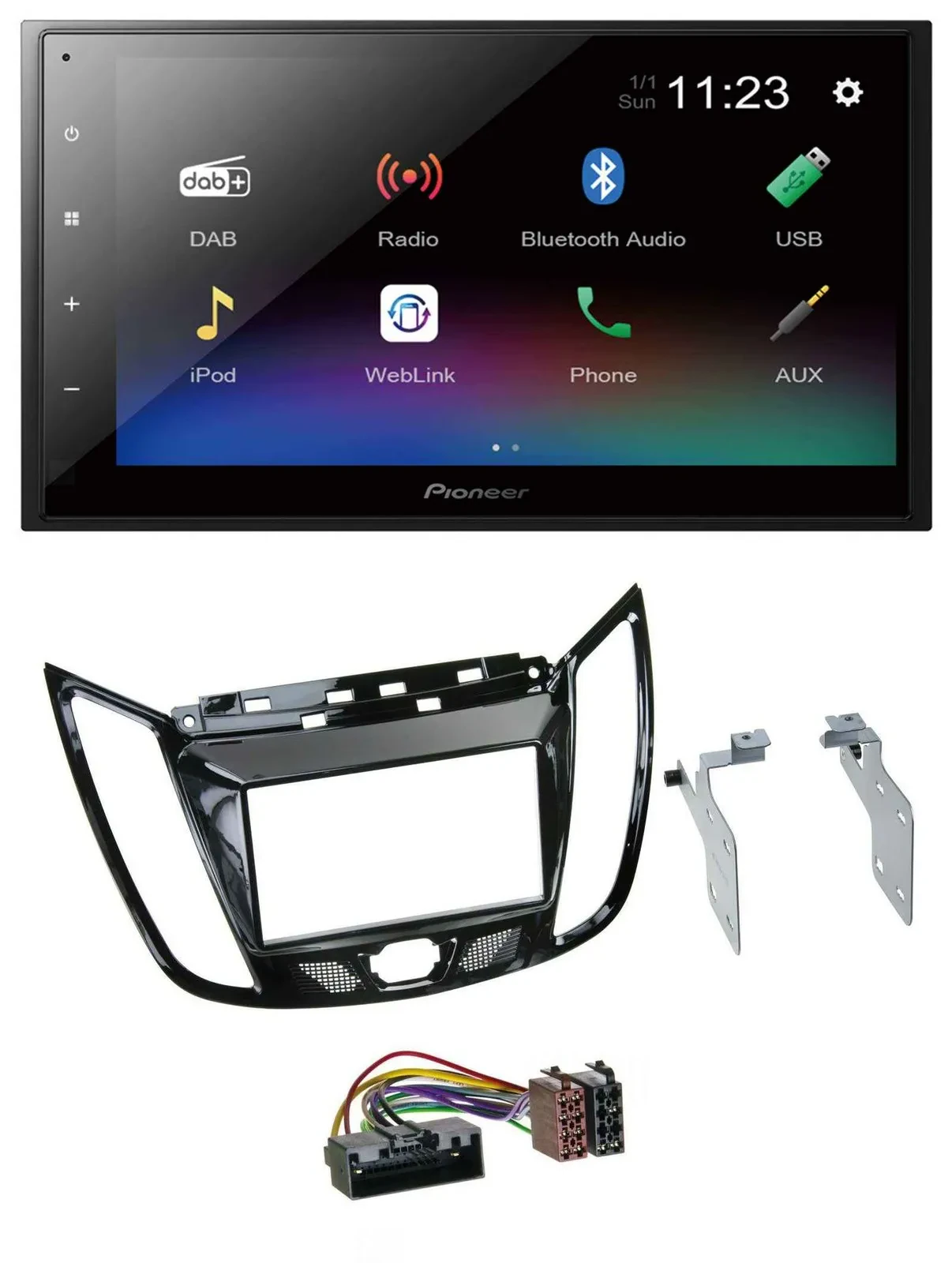 Pioneer USB Bluetooth DAB 2DIN MP3 Autoradio für Ford C-Max Kuga Klavierlack sch
