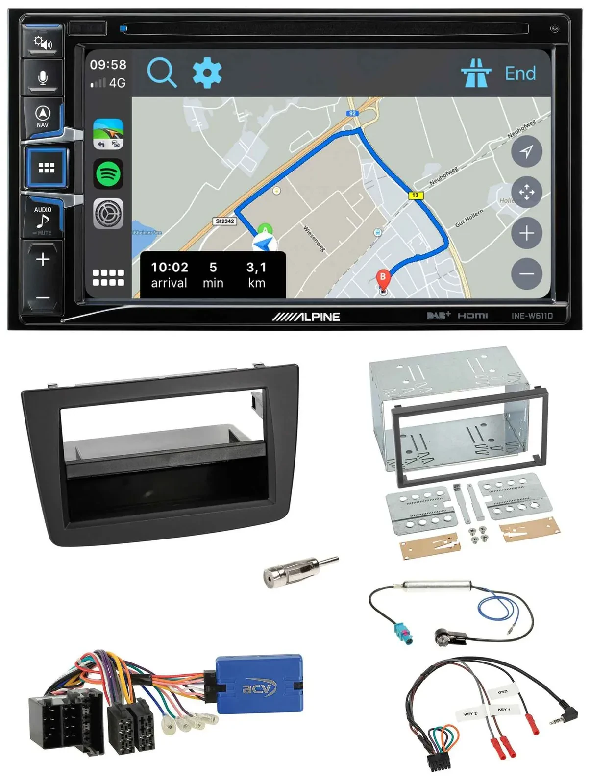 Автомагнитола для Alfa Romeo Mito Alpine 2DIN, DAB, TMC, Bluetooth, USB