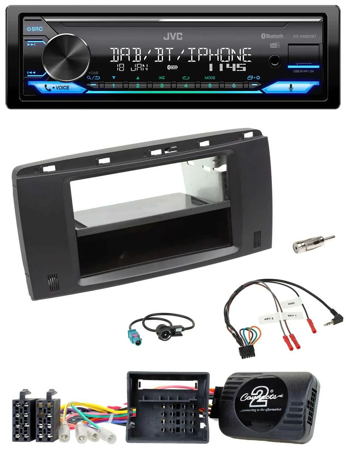 Автомагнитола для Mercedes R-Класс W251 (2006–2012) JVC Bluetooth, DAB, USB