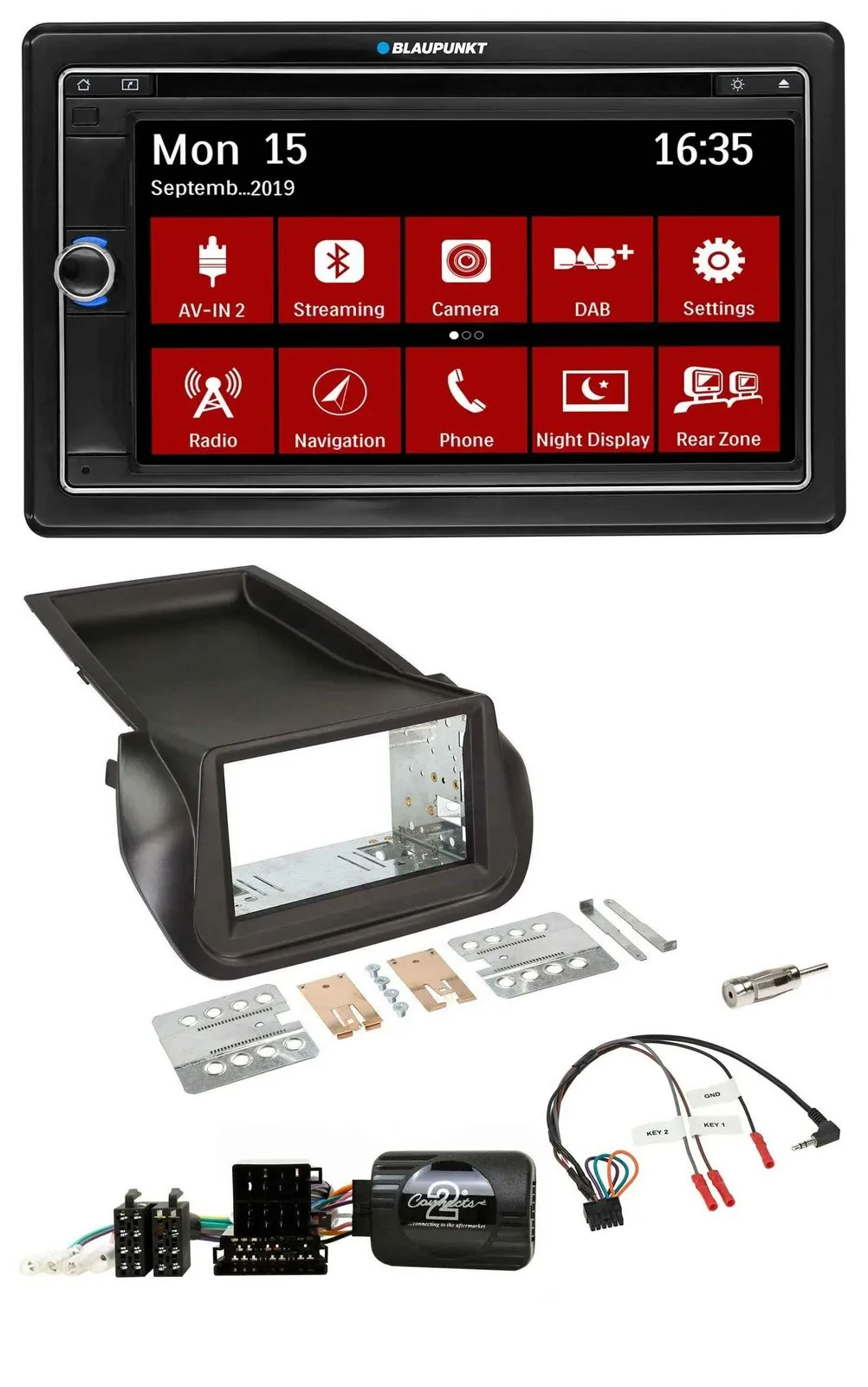 Blaupunkt Lenkrad DAB TMC 2DIN USB Bluetooth Navigation für Citroen Nemo Fiat Fi