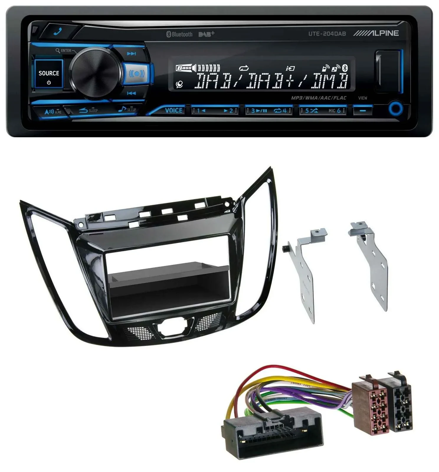 Alpine USB Bluetooth DAB MP3 Autoradio für Ford C-Max Kuga Klavierlack schwarz