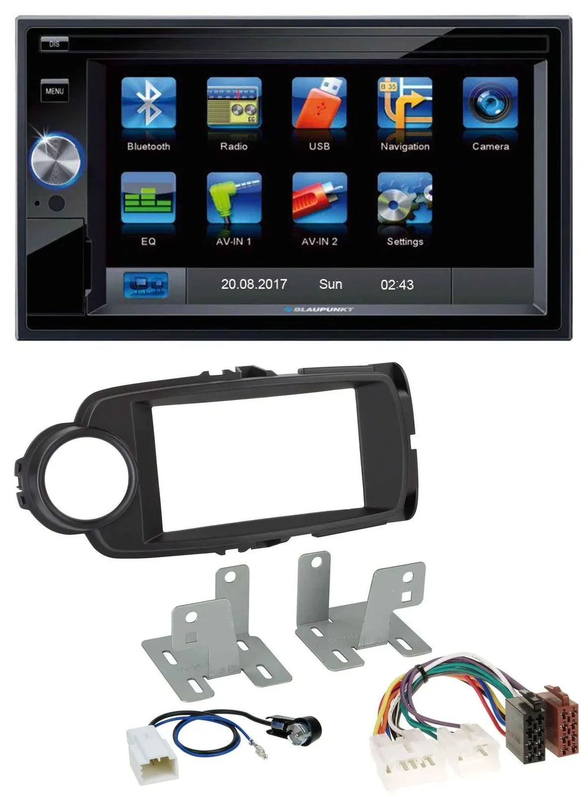 Автомагнитола Blaupunkt 2DIN Bluetooth SD USB AUX, черный, для Toyota Yaris (2011–2020)