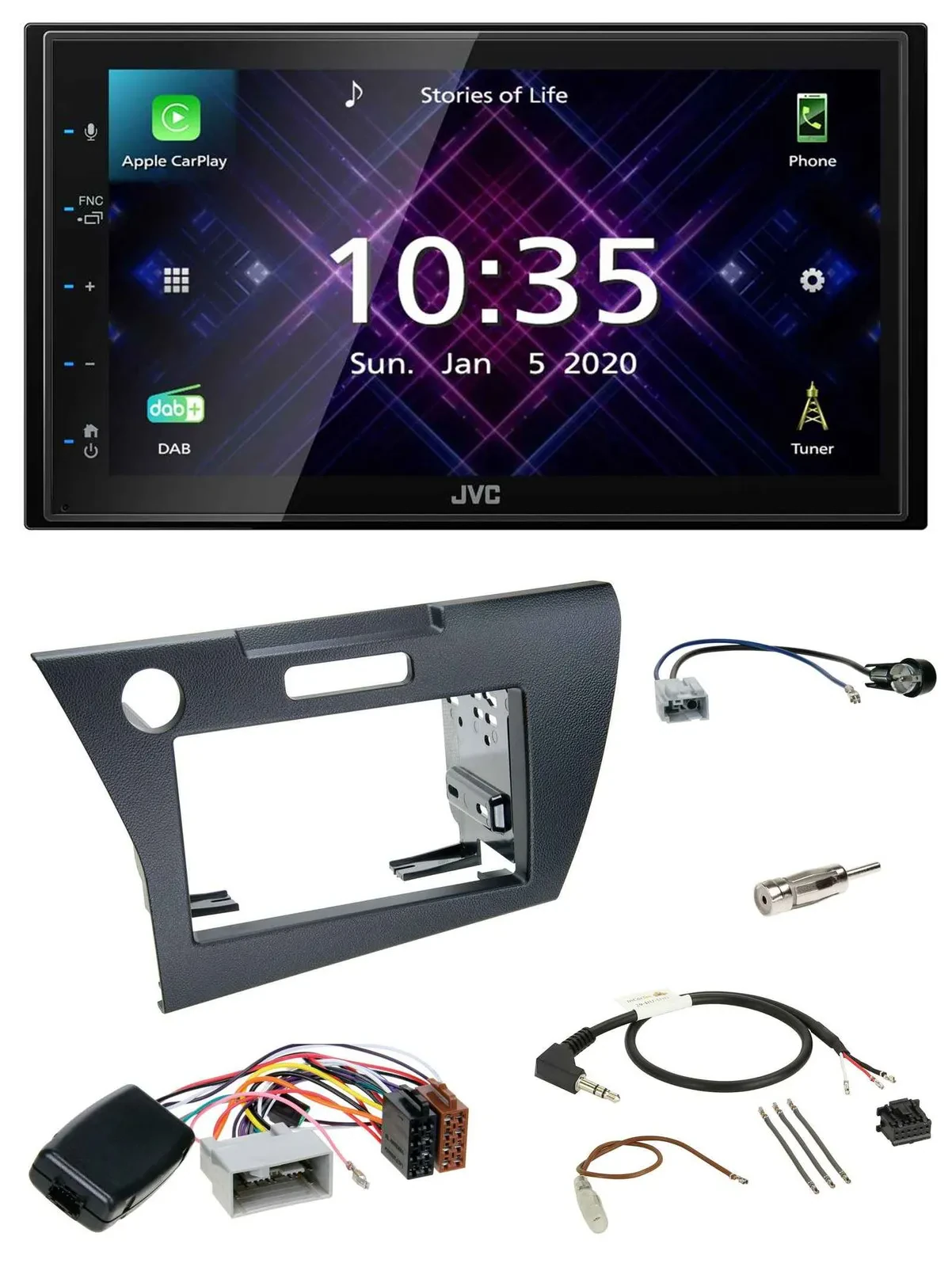 JVC DAB 2DIN Lenkrad Bluetooth USB Autoradio für Honda CR-Z 2010-2013