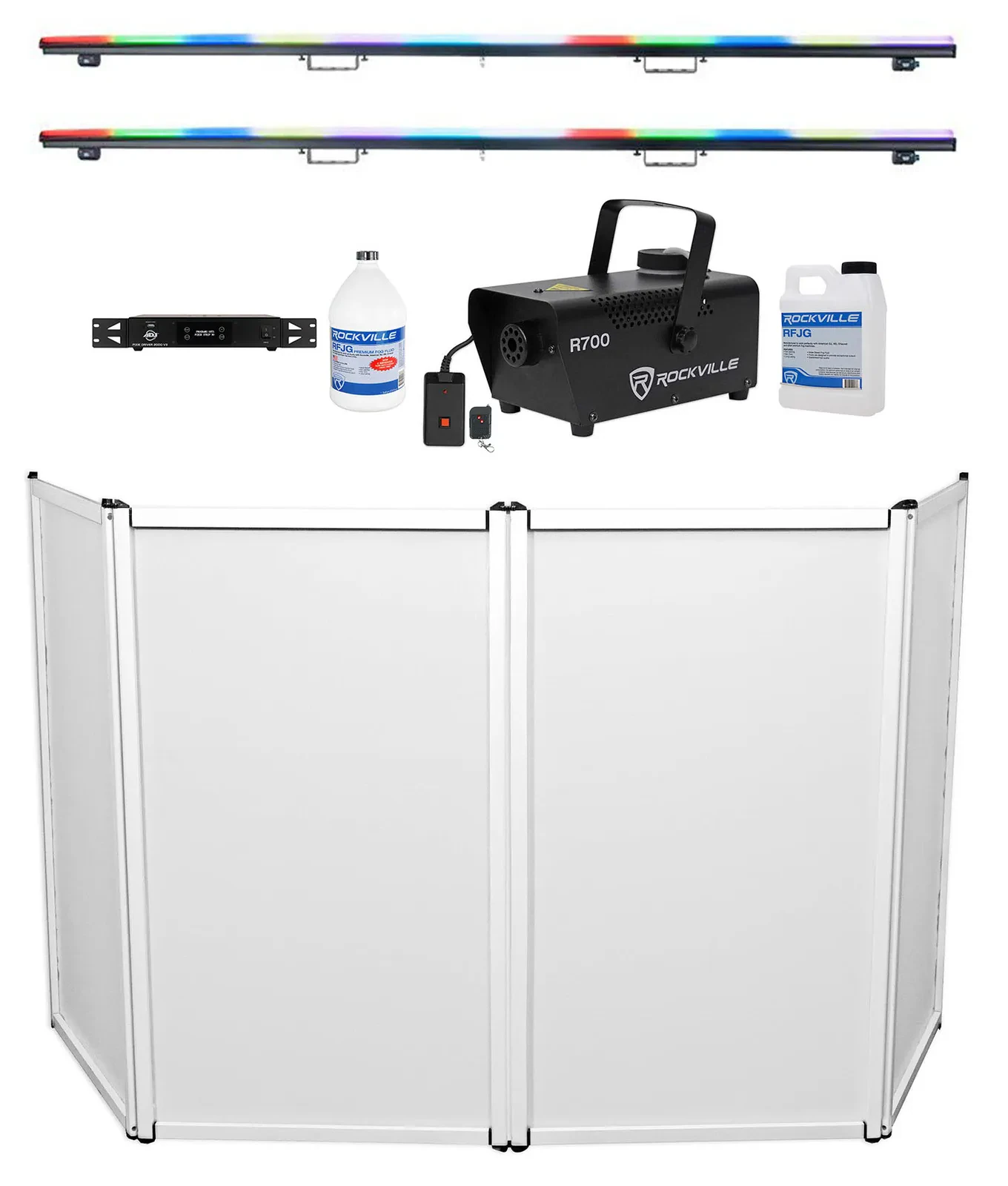 (2) American DJ Pixie Strip-120 2M LED Pixel Strip Lights+Pixie Driver V2+Facade