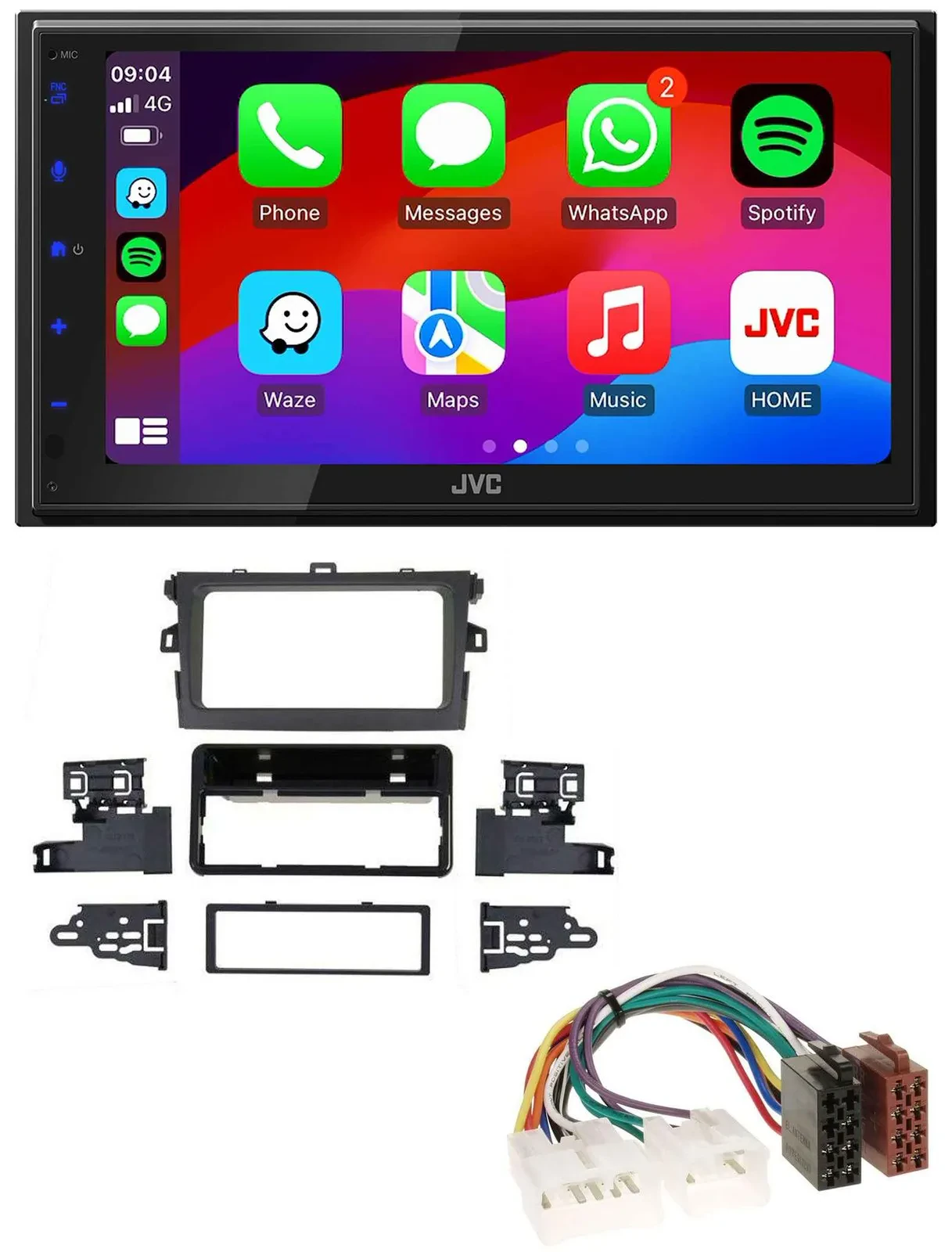 JVC Bluetooth USB MP3 2DIN DAB Autoradio für Toyota Corolla 2009-2013 silber