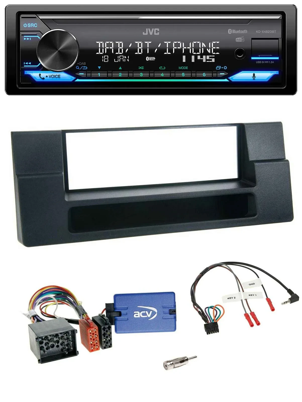 Автомагнитола JVC Bluetooth DAB USB для BMW 5 Series