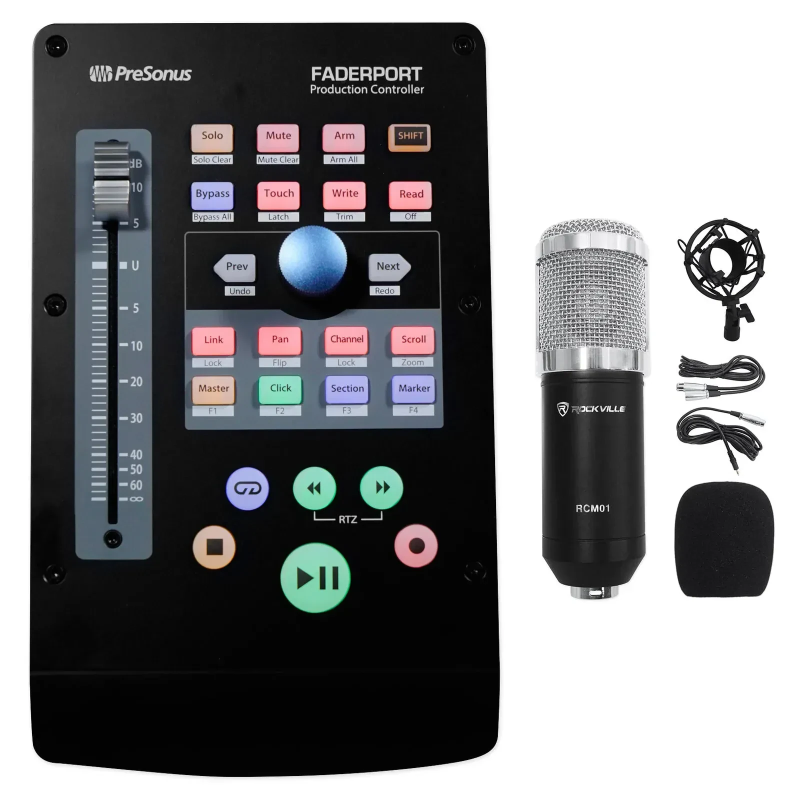 DAW-контроллер PreSonus FaderPort V2 совместимый с Ableton Live/MCU/HUI (набор) с микрофоном RCM01