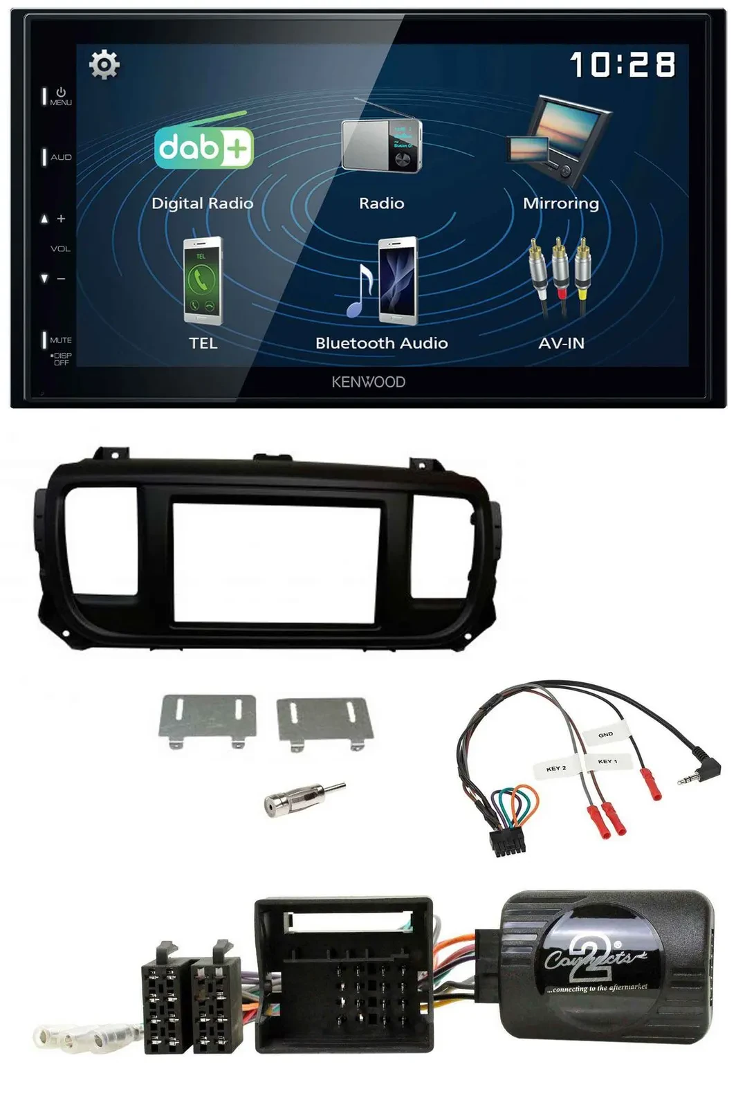 Автомагнитола Kenwood 2-DIN Bluetooth USB DAB для Toyota Proace/Citroen Jumpy