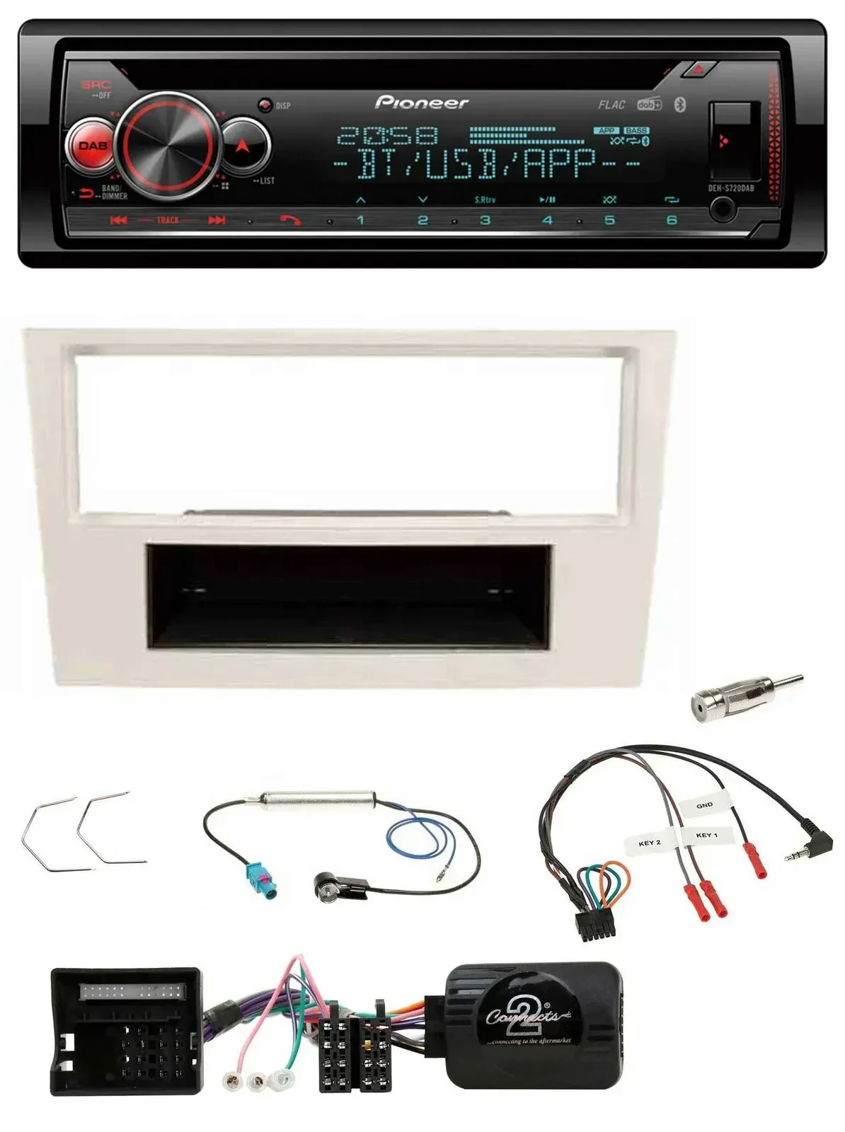 Автомагнитола Pioneer DAB CD Bluetooth USB для Opel Corsa D (2006–2008), перламутрово-белая