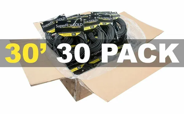 MASTER CASE of (30) SuperFlex GOLD SFM-30 Premium Microphone Cables 30'