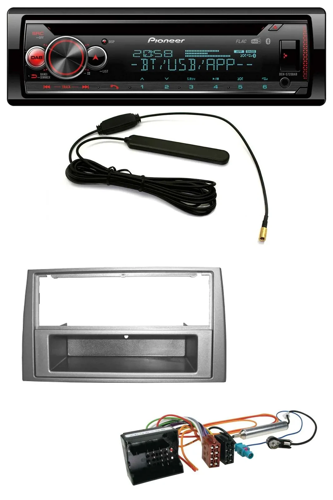 Автомагнитола Pioneer USB DAB MP3 Bluetooth CD для Peugeot 308 (2007–2009) темно-серебристая