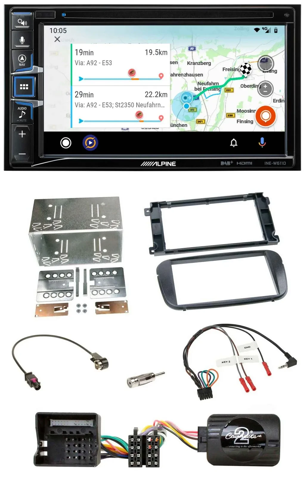 Alpine Bluetooth TMC USB DAB 2DIN Lenkrad Navigation für Ford S-Max Mondeo 07-14