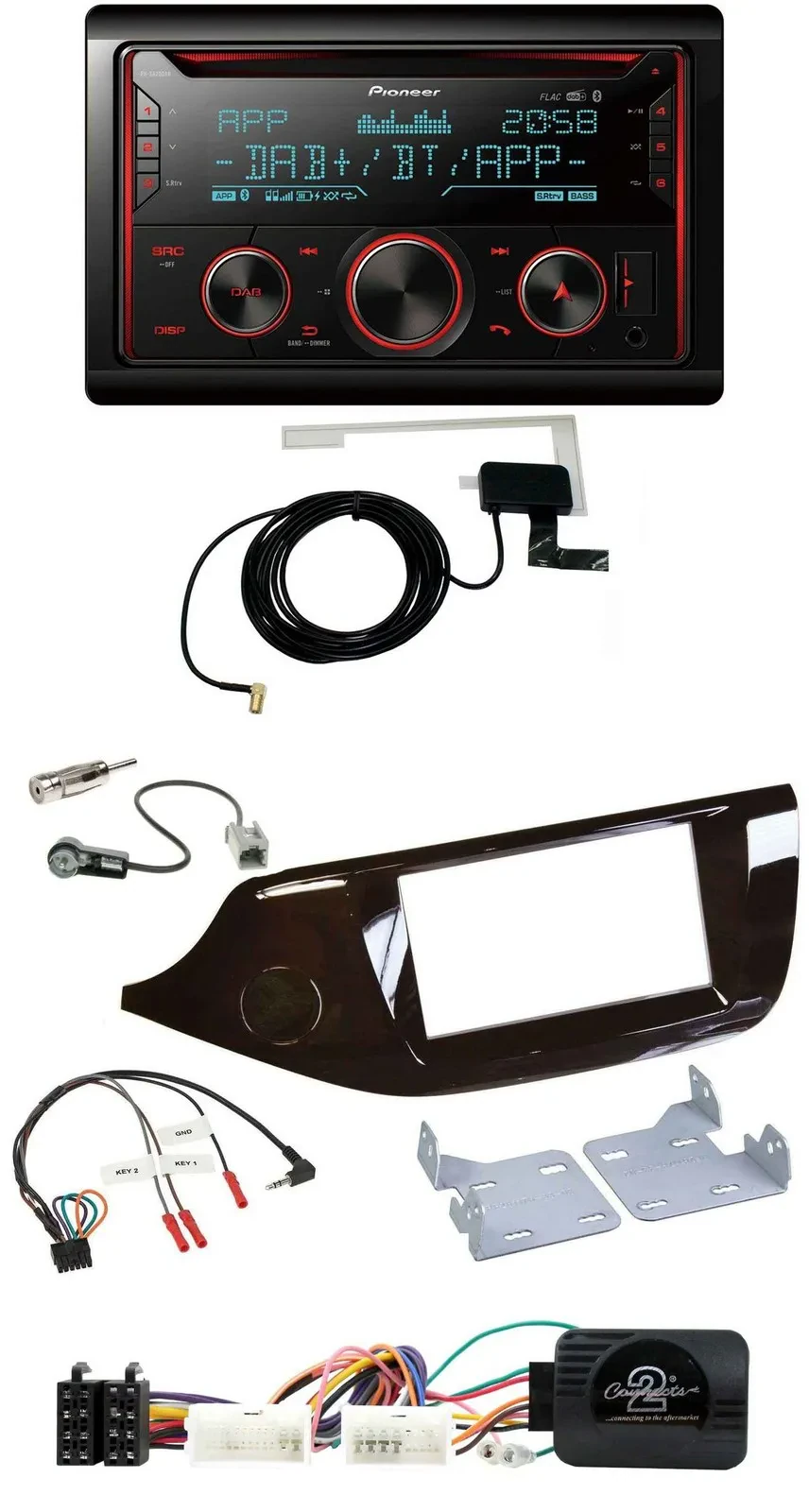 Автомагнитола Pioneer 2 DIN CD Bluetooth USB DAB для Kia Ceed (с 2012), глянцевая