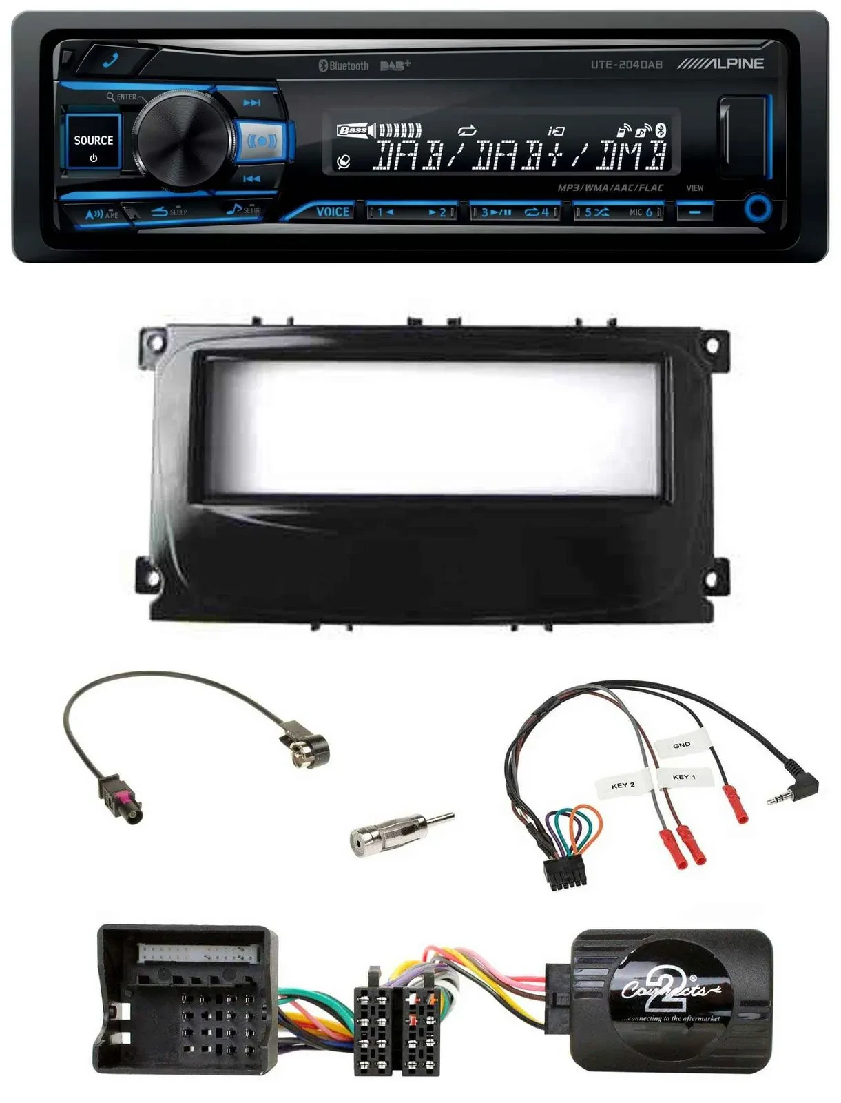 Alpine USB Bluetooth DAB Lenkrad Autoradio für Ford Mondeo 2007-2014 S-Max piano
