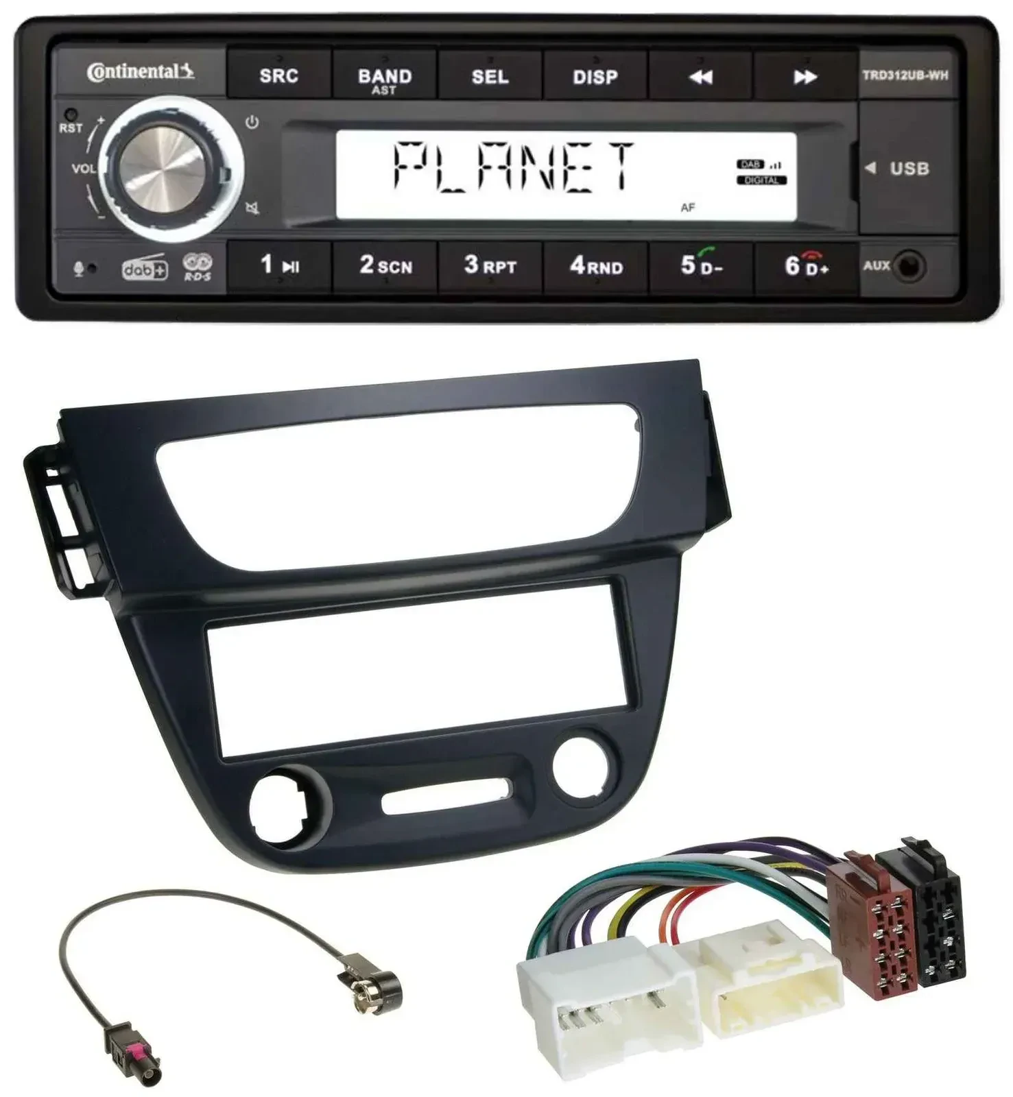Continental USB 1DIN AUX DAB MP3 Autoradio für Renault Megane 3 09-14 schwarz