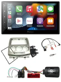 Автомагнитола для Mazda 5 (CR, 2005–2010) Pioneer 2-DIN, DAB, Bluetooth, USB, поддержка управления с руля, серебристая