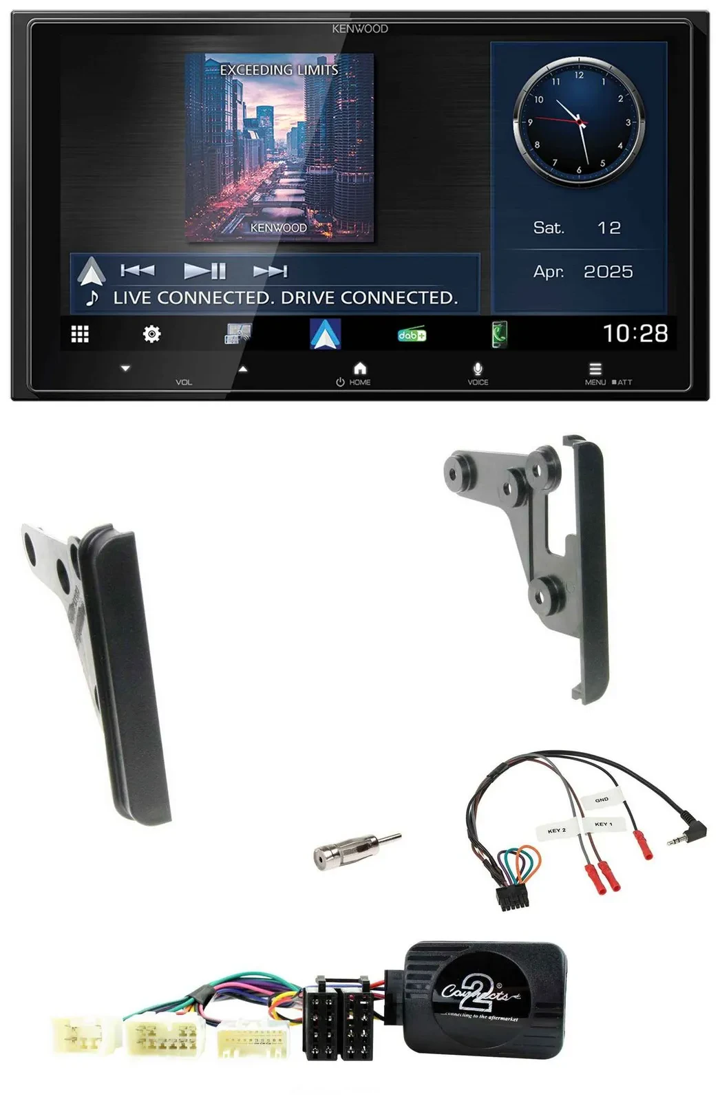 Kenwood Bluetooth 2DIN USB DAB Lenkrad Autoradio für Toyota FJ ab 2007