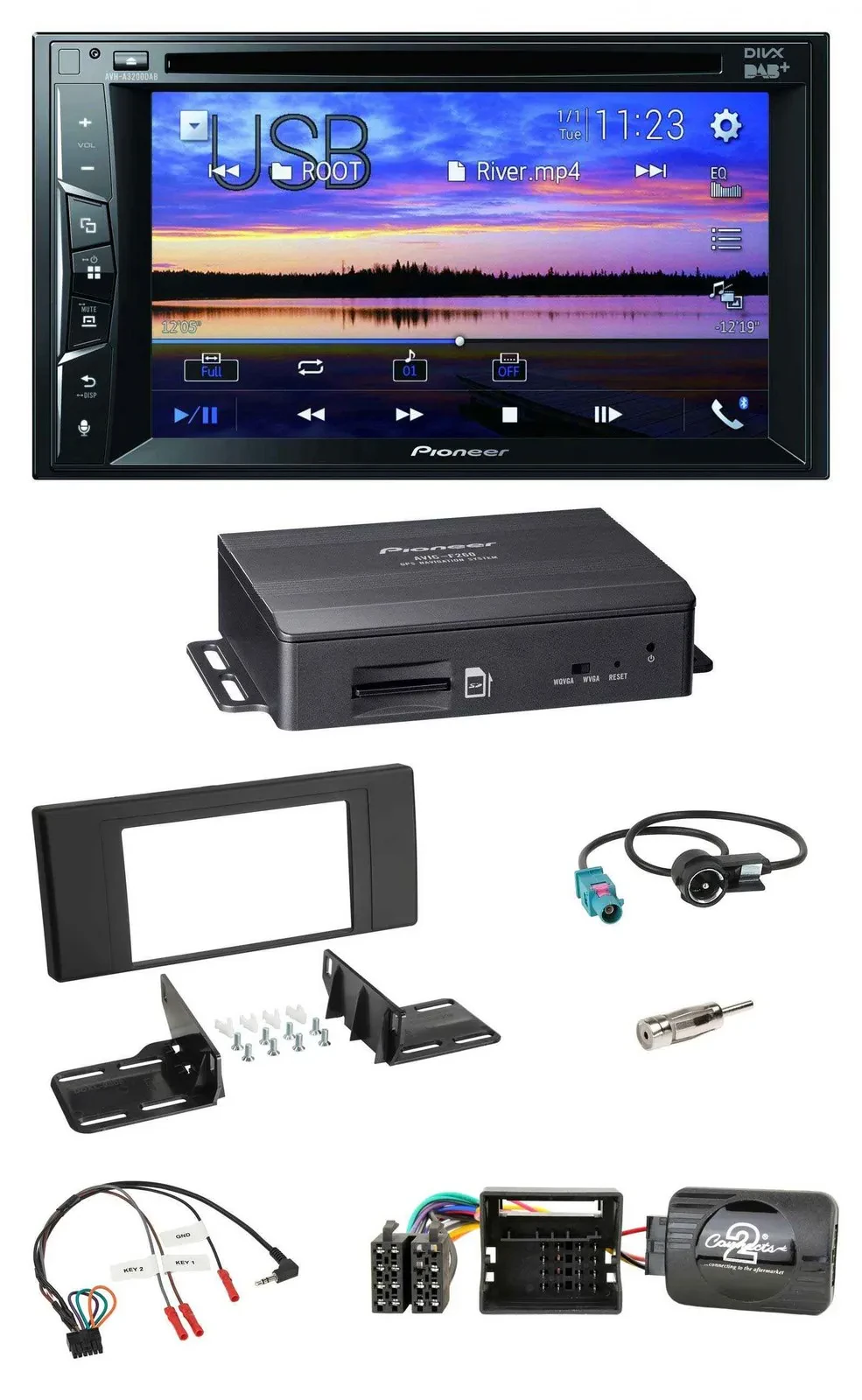 Pioneer 2DIN TMC DAB Lenkrad USB Bluetooth Navigation für BMW X5 E53 2000-2006