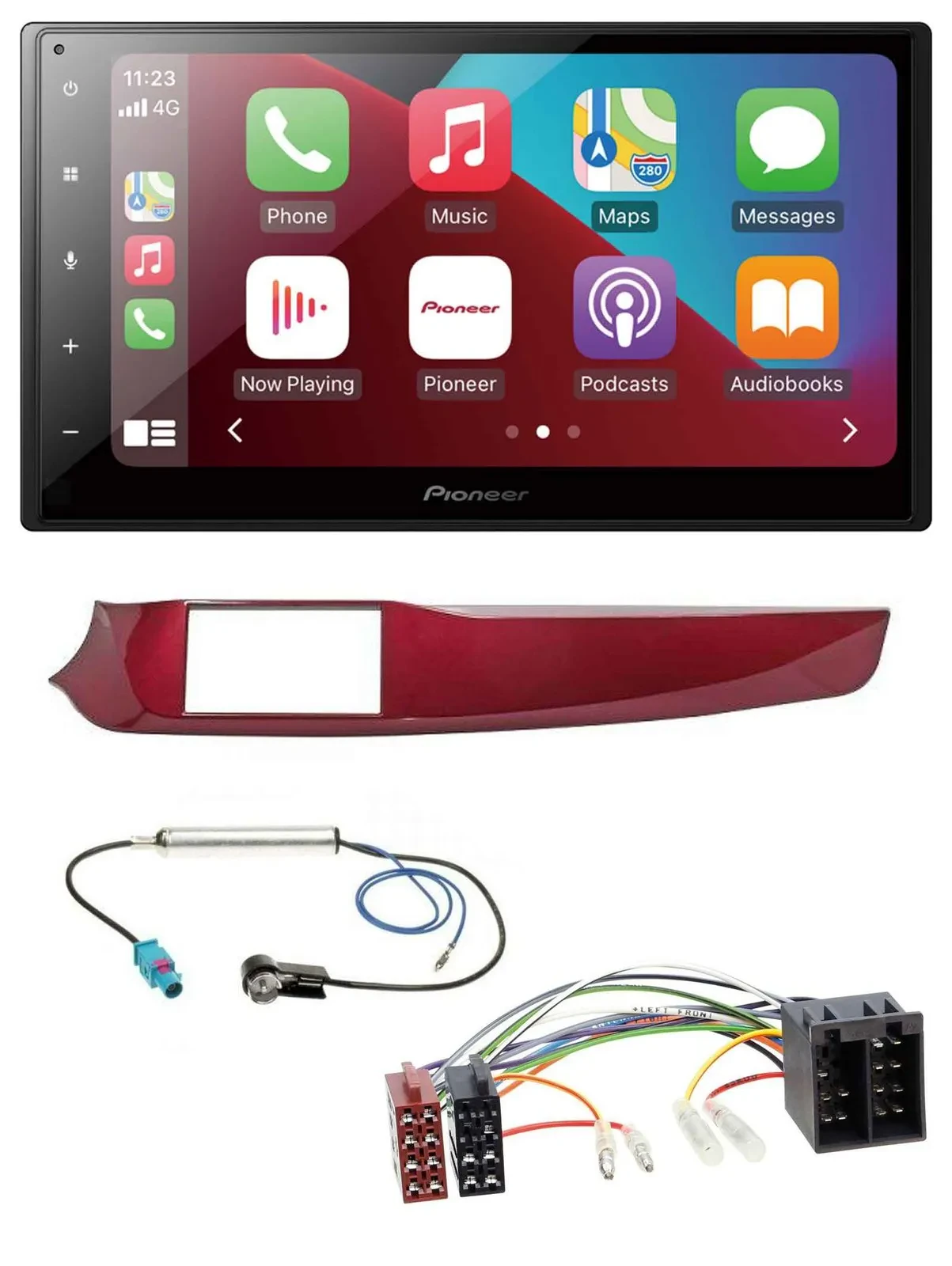 Автомагнитола для Alfa Giulietta (2010–2013) Pioneer 2 DIN, USB, MP3, DAB, Bluetooth, красный глянец