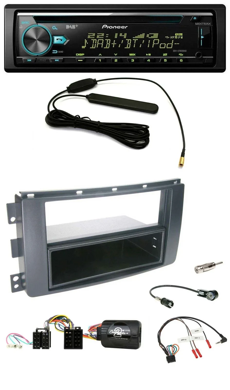 Pioneer CD MP3 Lenkrad DAB USB Autoradio für Smart ForFour 2004-2006 schwarz