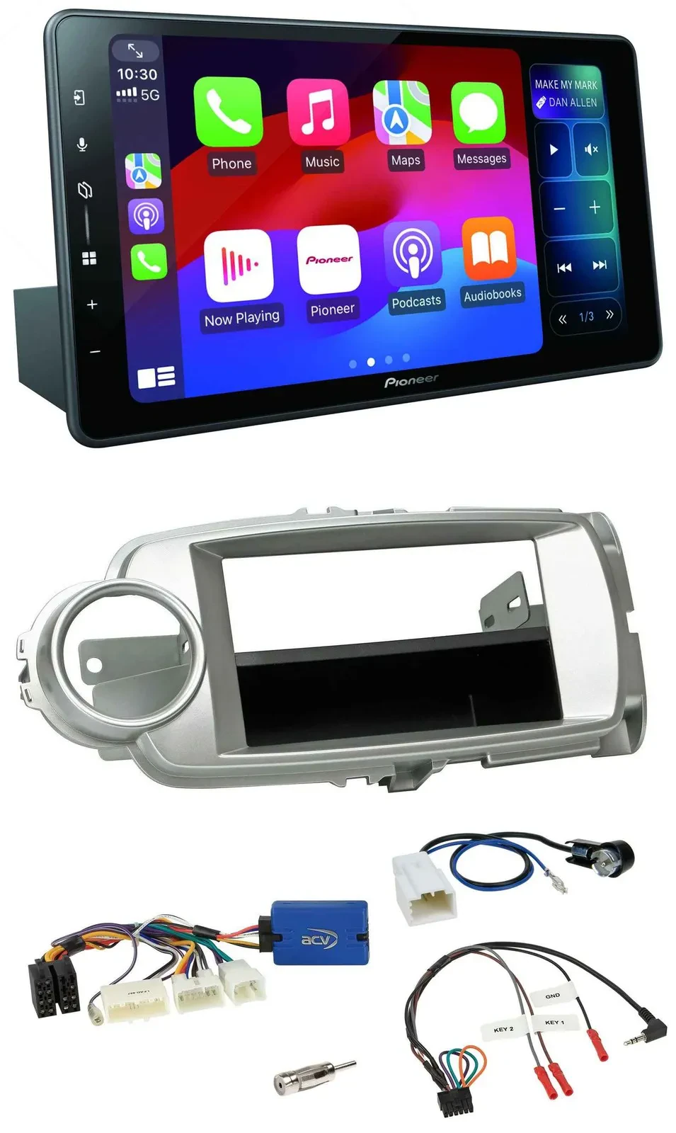 Pioneer Bluetooth DAB Lenkrad USB Autoradio für Toyota Yaris 2011-2014 silber 28