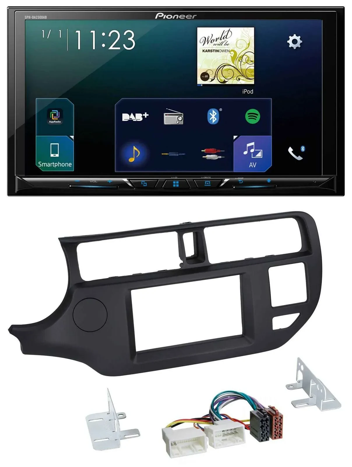 Pioneer MP3 Bluetooth USB 2DIN DAB Autoradio für Kia Rio 11-14 UB schwarz