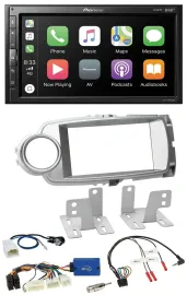 Автомагнитола Pioneer 2DIN DAB Bluetooth USB для Toyota Yaris 2011–2014 серебристая