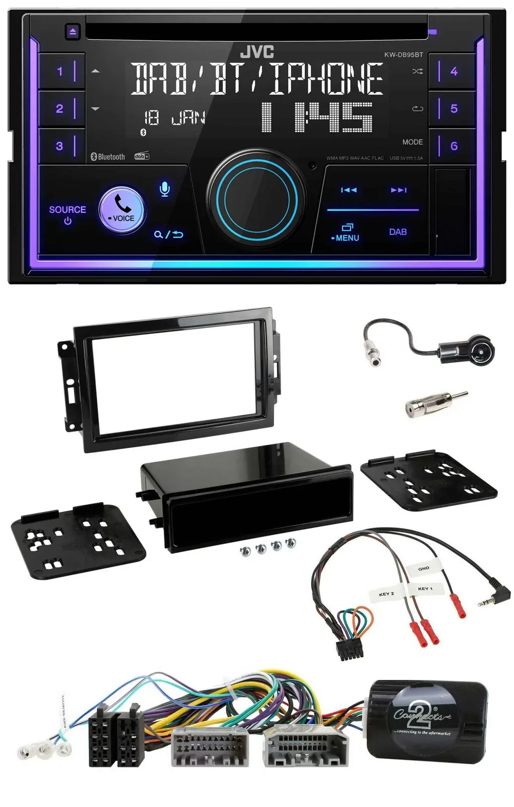 JVC Lenkrad USB 2DIN DAB Bluetooth CD Autoradio für Dodge Jeep