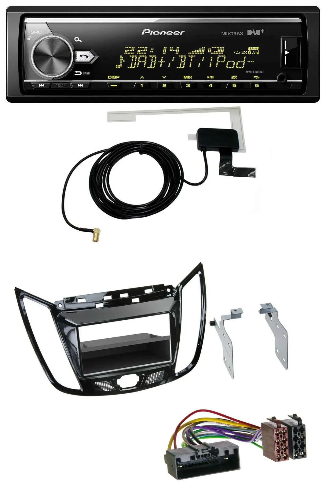 Автомагнитола Pioneer Bluetooth DAB USB MP3 для Ford C-Max/Kuga глянцевый черный