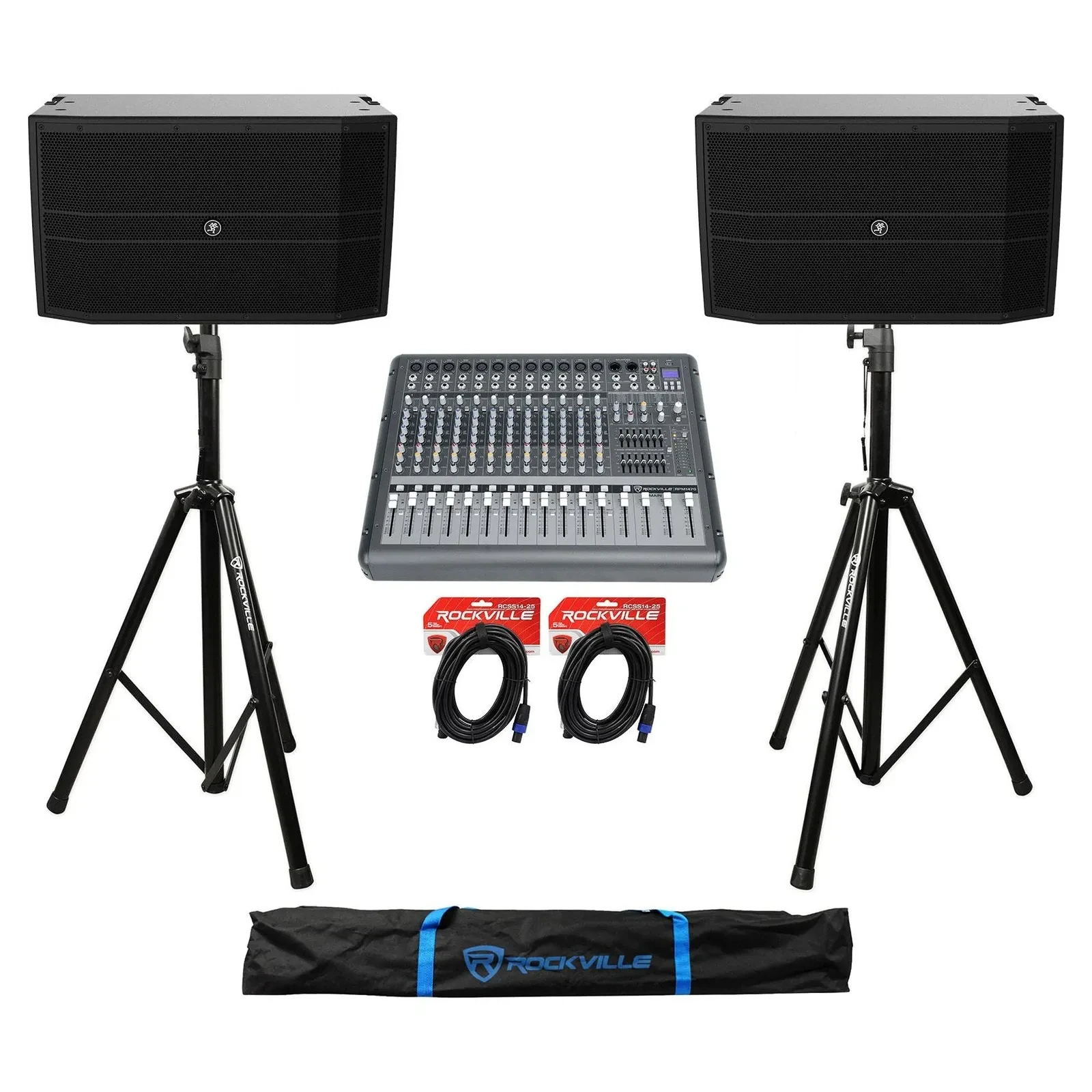 Пассивная акустическая система Mackie DRM12A-P 12" 2000W (набор, пара), с микшером и стойками