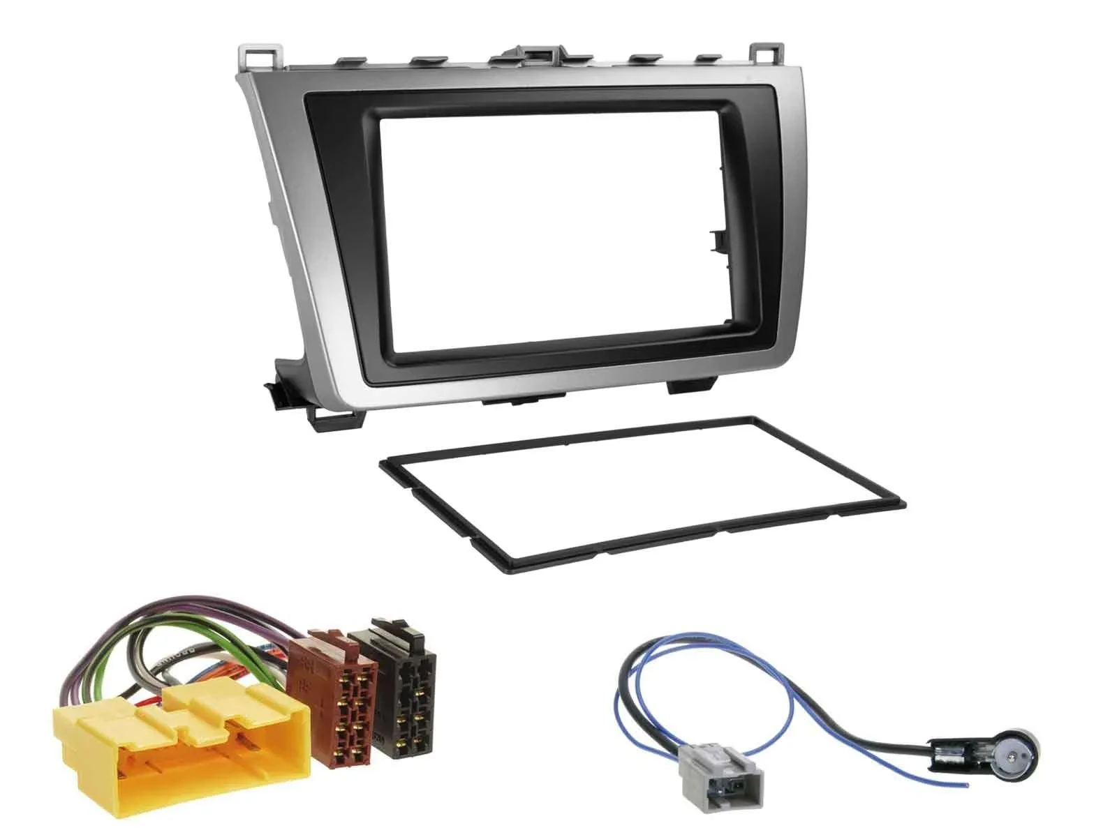 Einbauset Doppel DIN Autoradio für Mazda 6 08-12 schwarz-silber