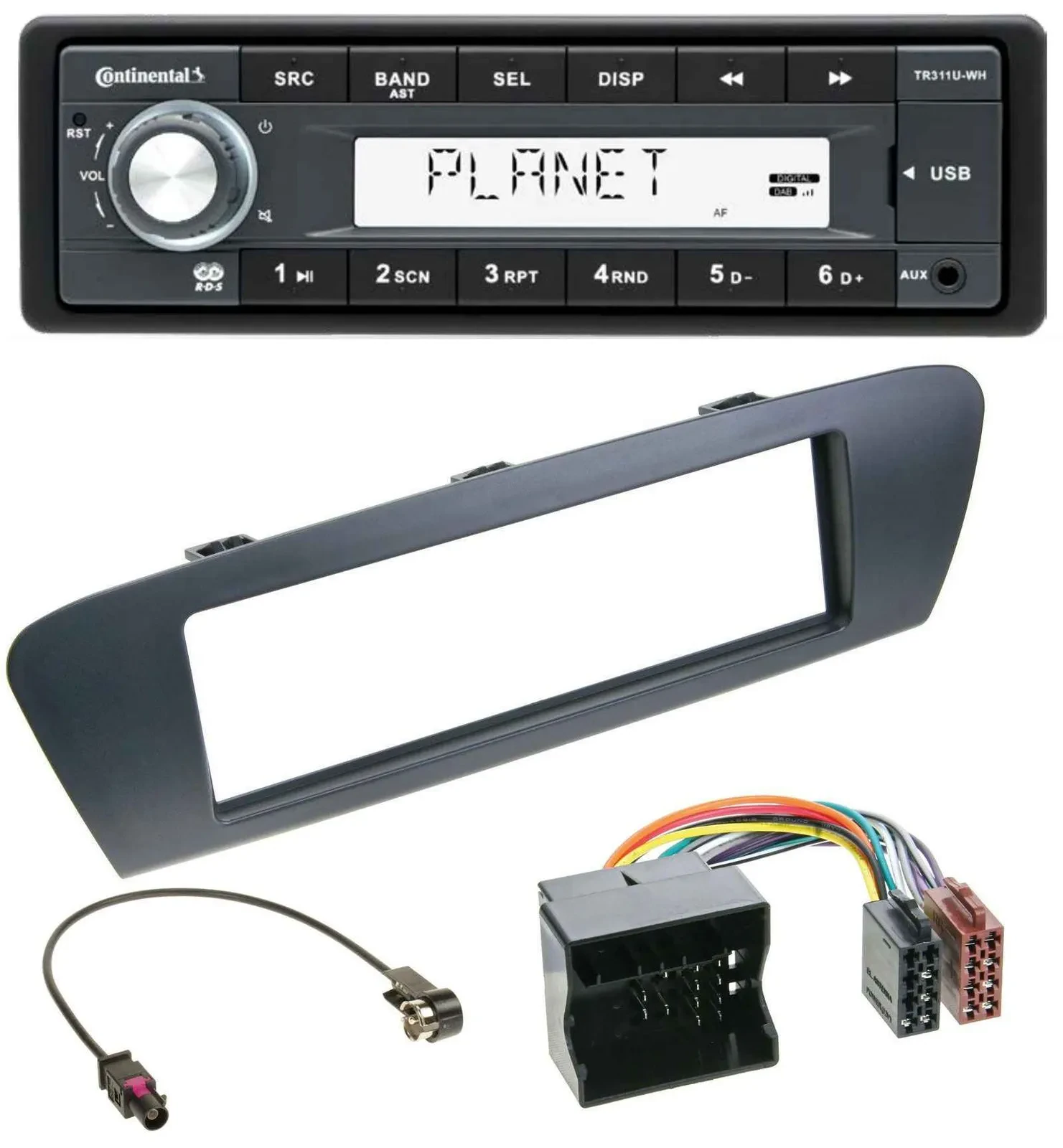Continental USB MP3 AUX 1DIN Autoradio für Renault Scenic (ab 12) - grau