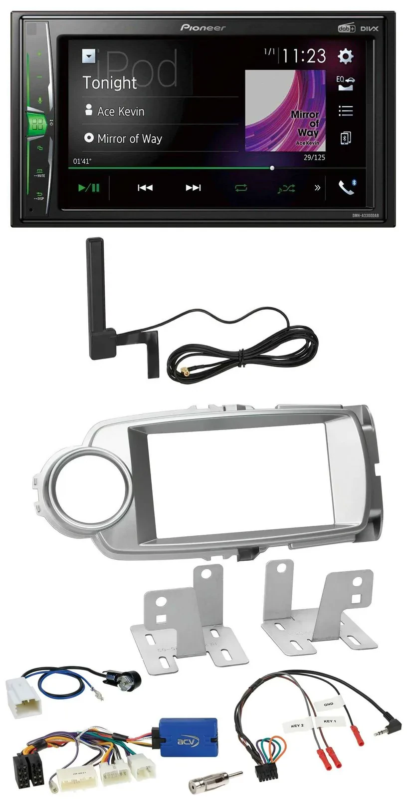 Pioneer MP3 DAB Lenkrad 2DIN Bluetooth Autoradio für Toyota Yaris 2011-2014 silb