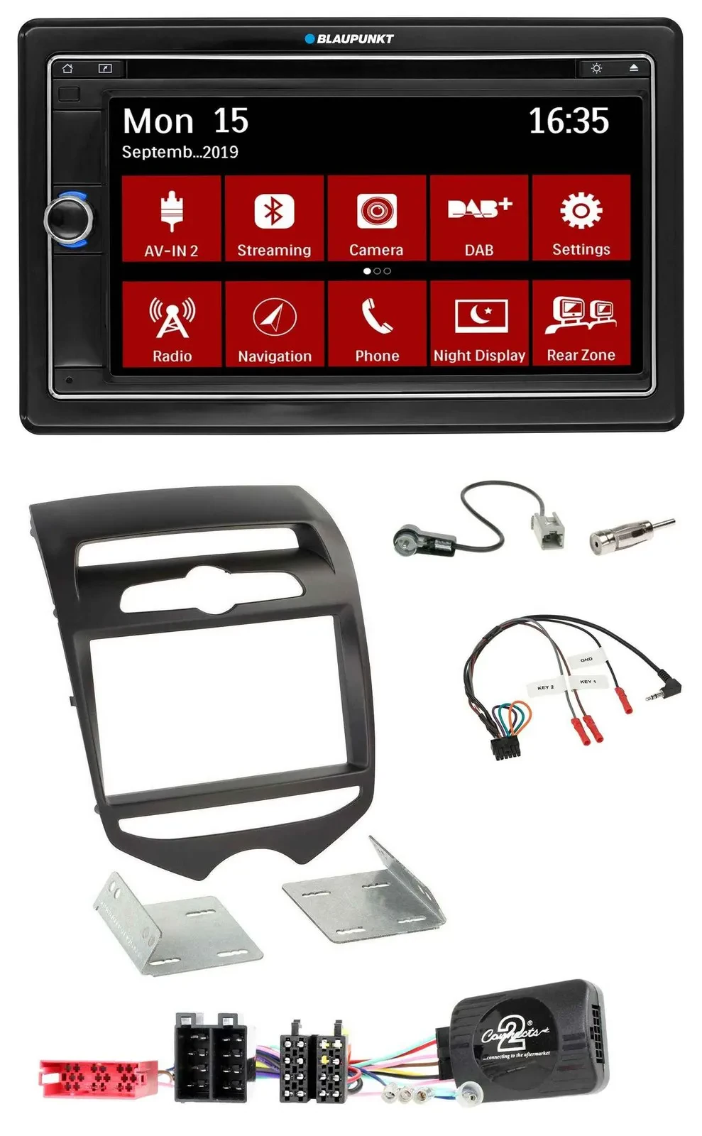 Blaupunkt TMC USB Lenkrad Bluetooth DAB 2DIN Navigation für Hyundai ix20 ab 2010